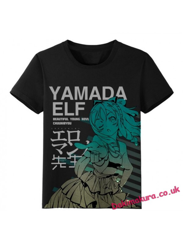 YAMADA Logo Black Mens Anime T-shirts